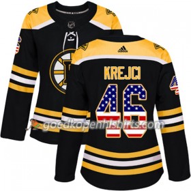 Boston Bruins David Krejci 46 Adidas 2017-2018 Zwart USA Flag Fashion Authentic Shirt - Dames